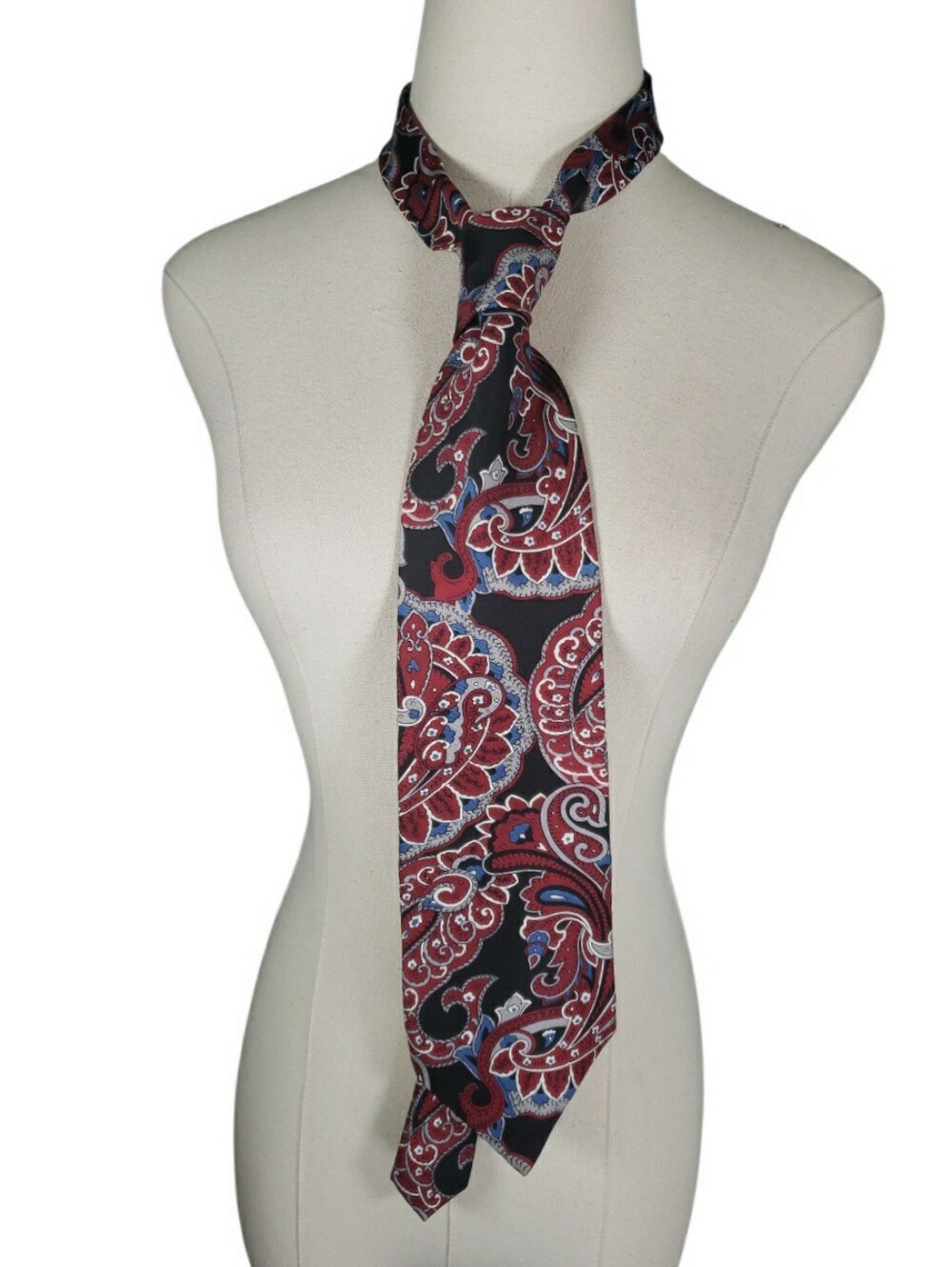 Andhurst USA Silk Paisley Mens Tie in Burgundy Black Blue Career Office Academia